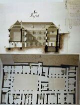 Auf- und Grundriss mit Stadtmauer (StLA)