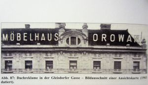 Möbelhaus Orowan, Dachreklame - 1912